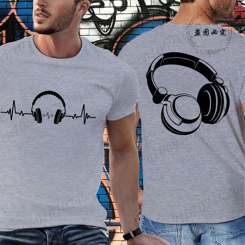 Music Dj Fashion T Shirt Men Women Headphone Music Lover  Print Tshirt Short Sleeve Round Neck Men Casual Summer Fashion T-shirt