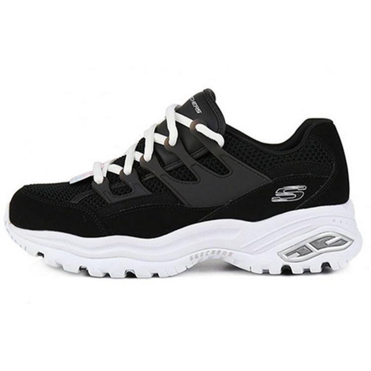 Skechers DLites Series Synthetic Leather Round Toe Lace-Up Low-Top Dad Sneakers Women sneakers Black 66666253-BLK 35