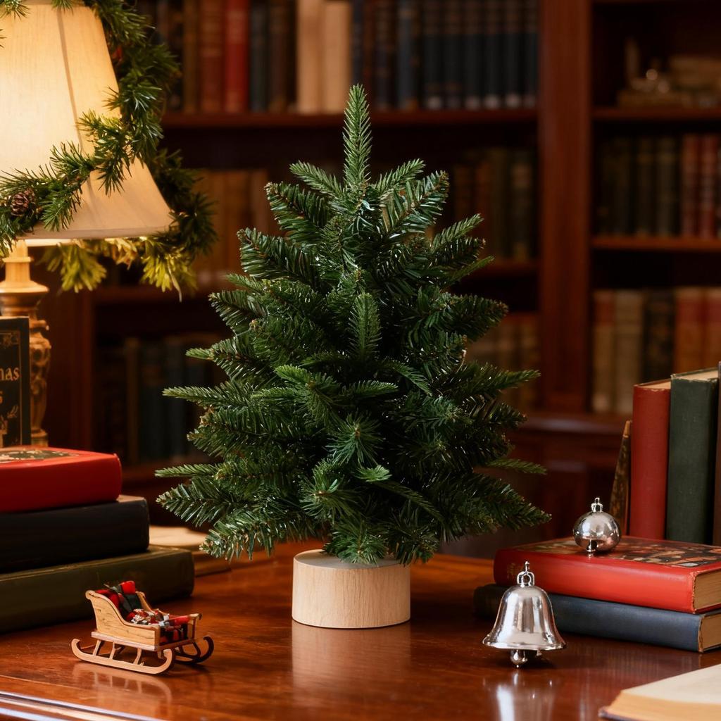 17.7 Inches Artificial Christmas Trees Party Decorations Artificial Pine Tree for Home Workplace Living Room Entryway Shelf