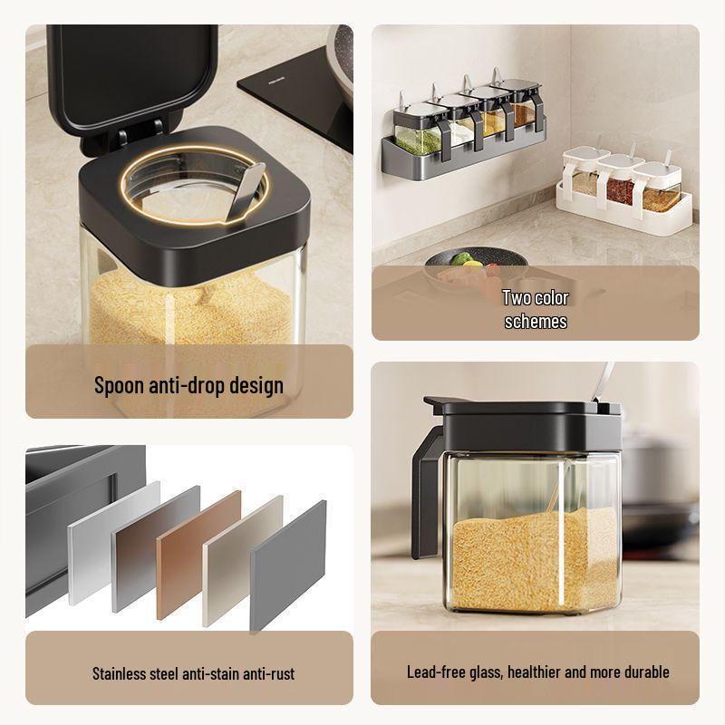 Stainless Steel Wall-Mounted Spice Rack Set