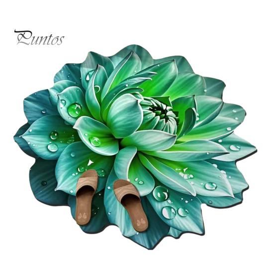 Shower Floor Mat 3D Flower Area Rug Realistic Floral Pattern Plush Absorbent Bathroom Non-Slip Soft Velvet for Living Room Bedroom Kitchen Entryway