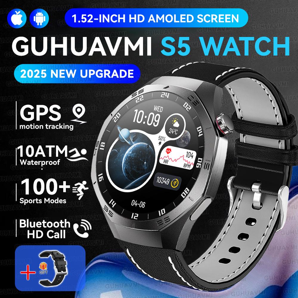 New GPS Tracking AMOLED Screen Smart Watch For Men Sports Modes Bluetooth Call Heart Rate 10ATM Waterproof For Android iOS