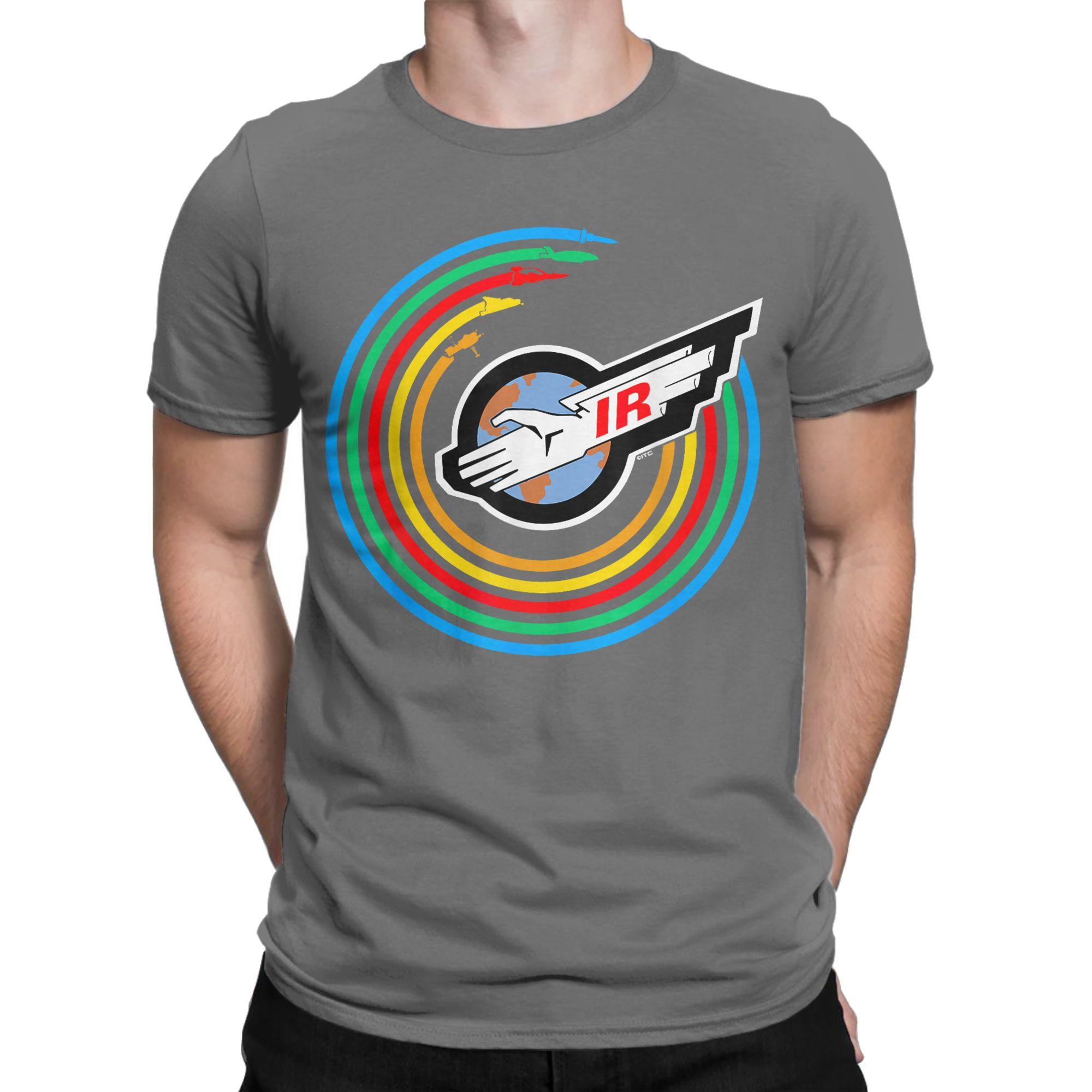 

Thunderbirds International Rescue Logo T-Shirts Men Colour Rainbow Novelty Cotton Tees Short Sleeve T Shirts Plus Size Clothes S