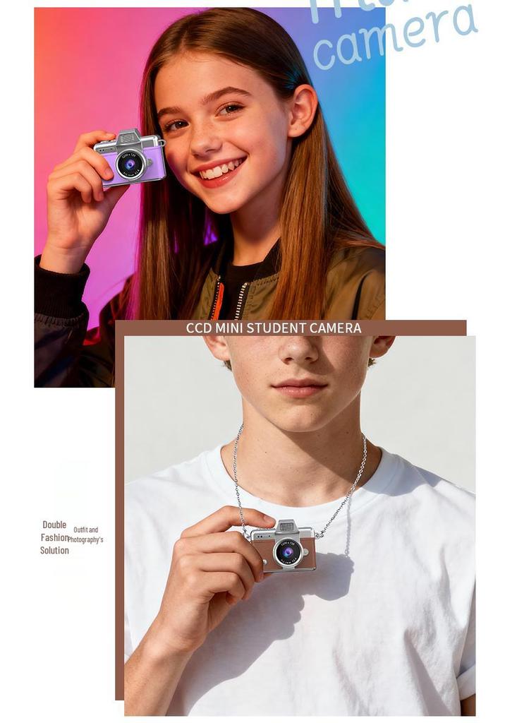 Retro Flip Screen Digital Card Camera for Students and Travelers