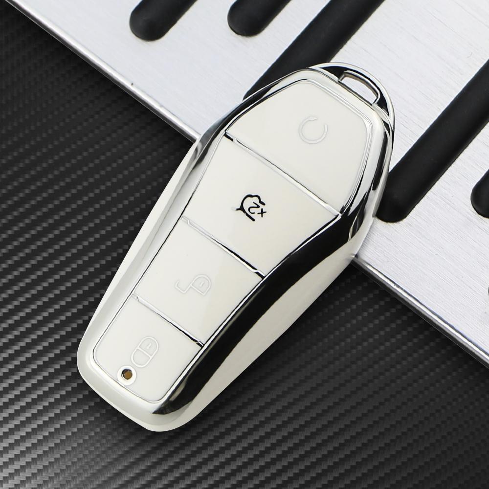 

Car Key Case Cover for BYD Atto 3 Han EV Dolphin Seal U Sealion 07 4 Buttons TPU Remote Key Shell Fob Protector Accessories белый
