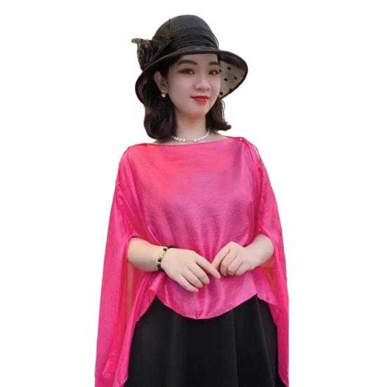 Summer Shawl V-Neck Buttons Placket Lightweight Sun Protection Versatile Beach Shawl Solid Color Vacation Sunscreen Shawl