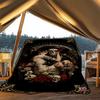 1pc Sugar Skull Outdoor Flannel Blanket, Cozy & Warm Soft Te Playful Design, Napping Camping,