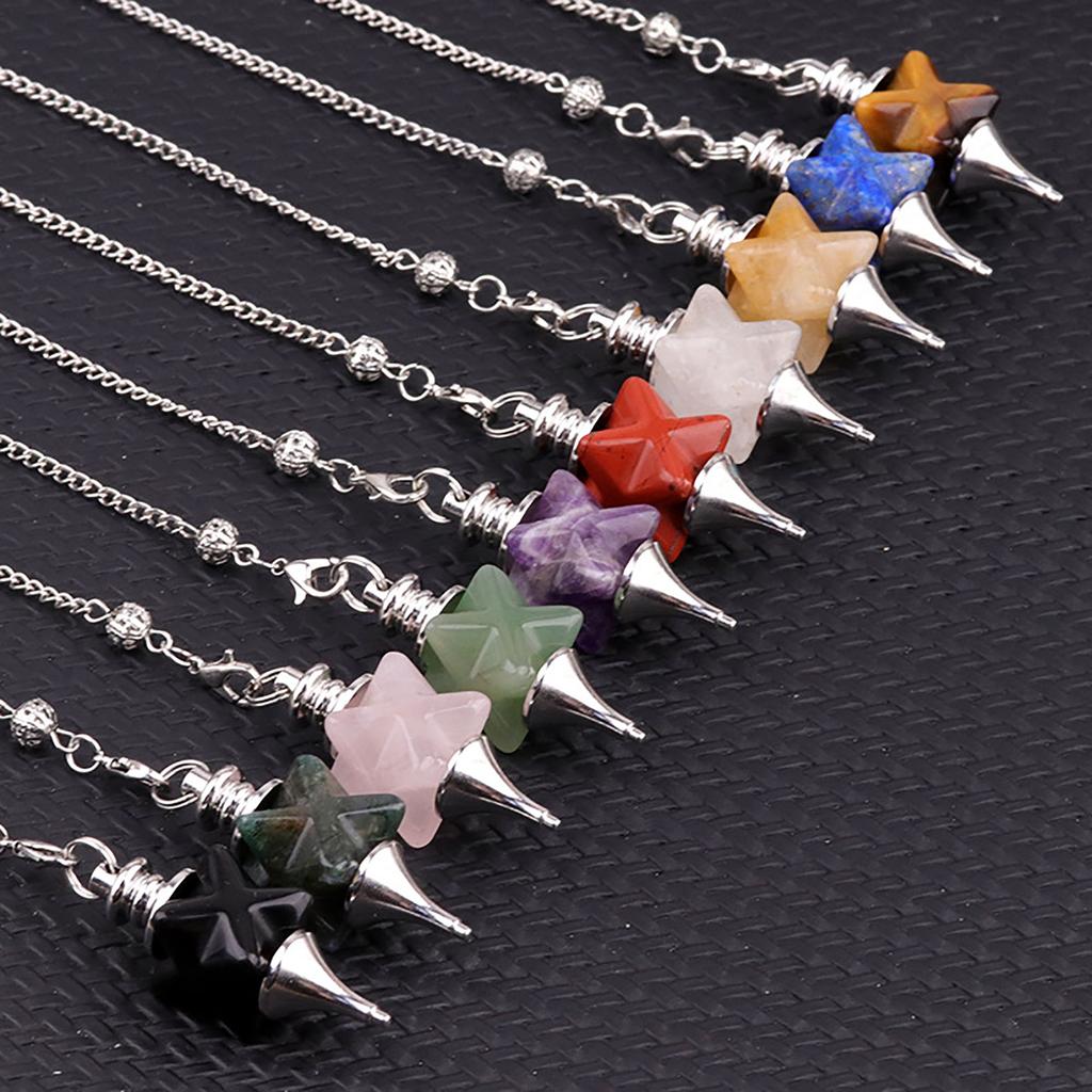 1pc Natural Stone Quartz Pendulum Crystal Merkaba Star Pendant Onyx Men Women Pendant Hexagram Necklaces Trendy Jewelry