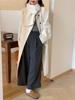 Loose version H version with scarf Loose double-sided wool coat, long thickened warm simple woolen coat