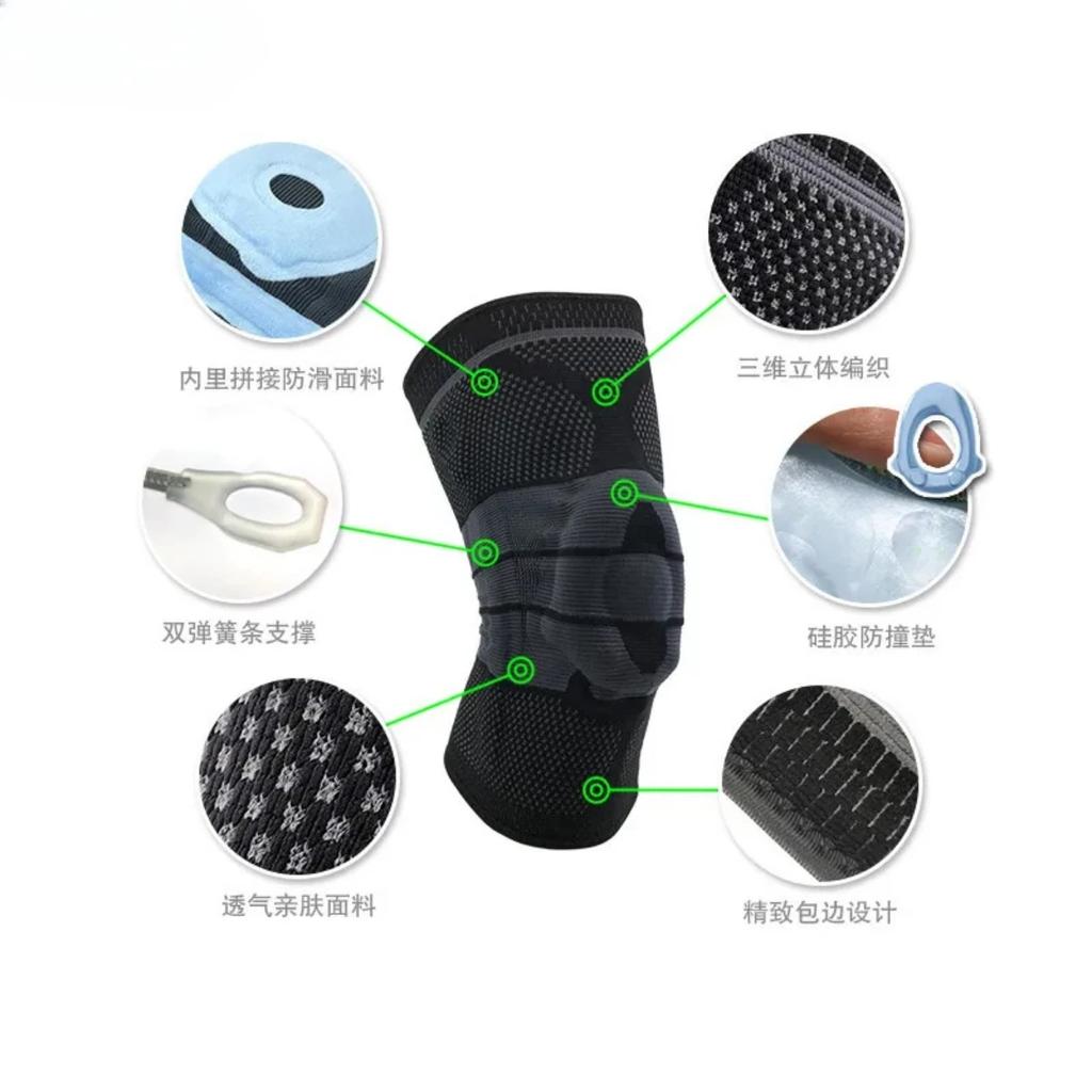 1 Pc Knee Brace Strap Patella Medial Support Strong Meniscus Silicone Compression Protection Sport Knee Pads Running Basketball