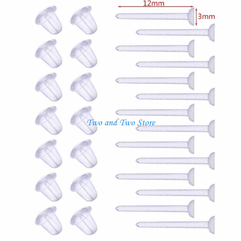 HX6F Creative 100 Set Clear Earrings Ear Studs Piercing Retainers for Women Men