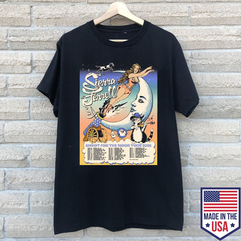 

Sierra Ferrell Shoot For The Moon Tour 2025 Date T Shirt Full Size S- 5XL Unisex T-Shirt XXL