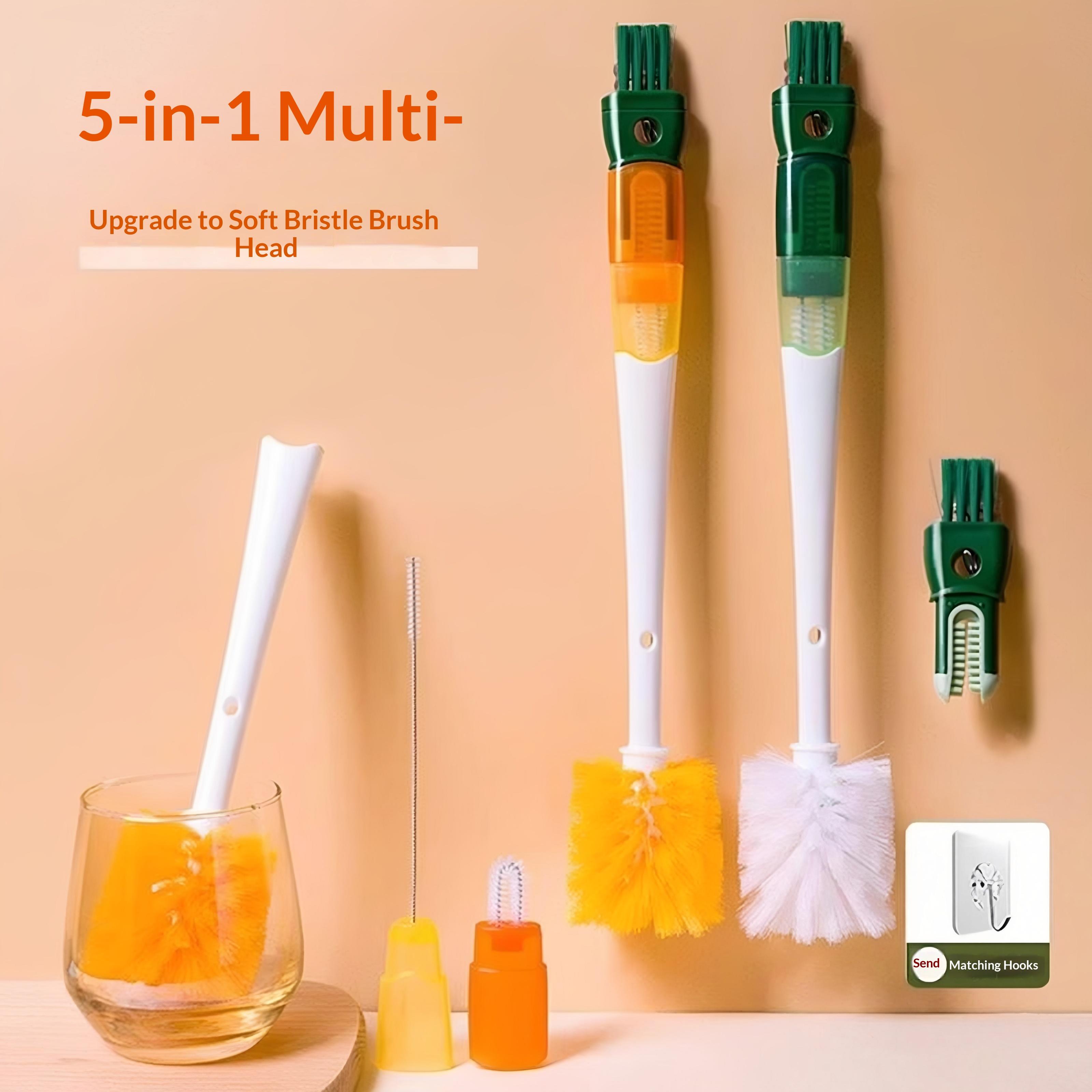 Water Cup Cleaning Artifact, Washing Cups, Washing Teacups, Long-handled Baby Bottle Brush, Four-in-one Cup Brush Plastic оранжевый