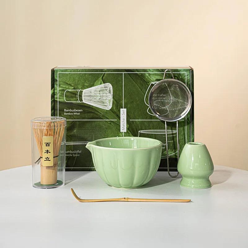 4/8pcs Matcha Whisk Set For Tea Lover Ceramic Matcha Kit Set Petal Bowl Whisk Scoop Sifter For Home Camping Art Of Tea Present