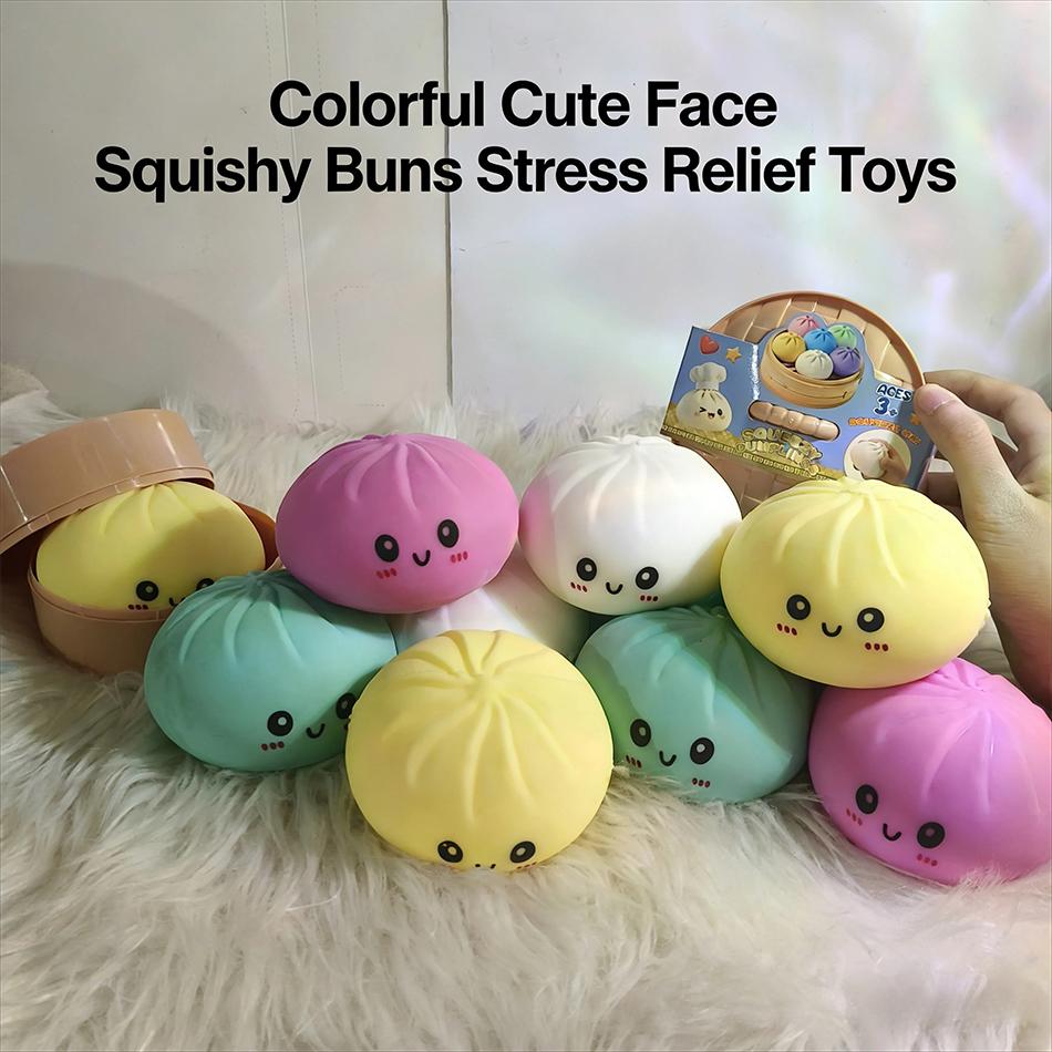 High-Quality 4Pcs Squishy Dumpling Stress Ball, Dumpling Squishy Toy Shape Hand Relaxation Toy, Party Favor Gift For Friends