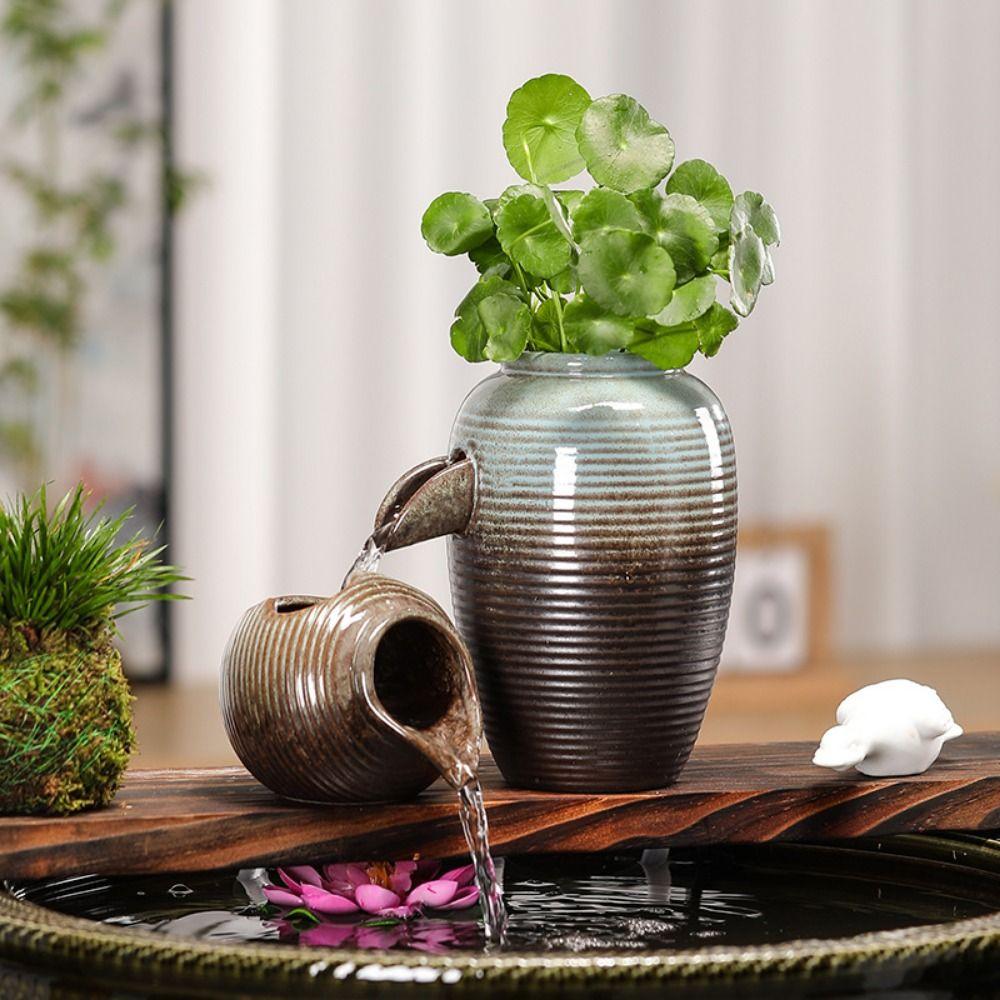 Flower Pots Circulating Waterfall Jar Decorative Porcelain Water Dispenser Courtyard