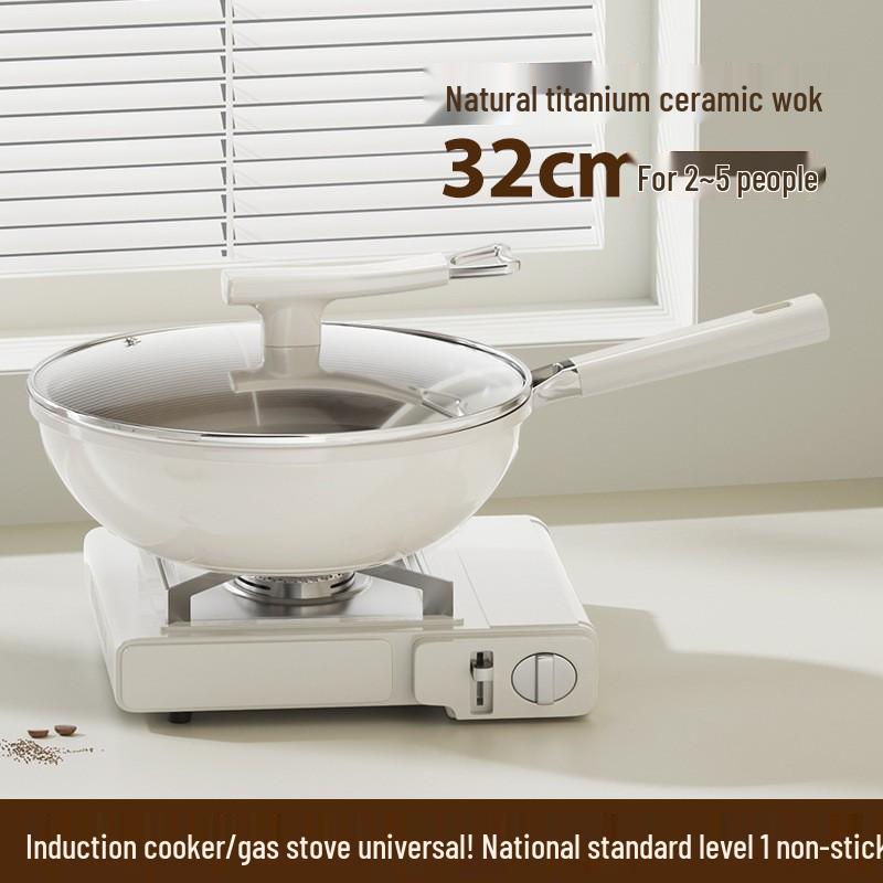 Antihaft-Keramik-Wokpfanne mit Titan-Sprühbeschichtung für Gas- und Induktionsherde