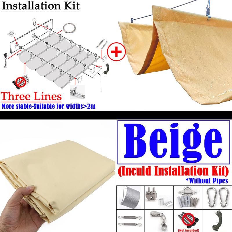 Width 2.5m~3m Outdoor Retractable Sun Shade Sail UV Block Sun Shade Net Patio Pergola Telescopic Wave Shading Canopy with Parts