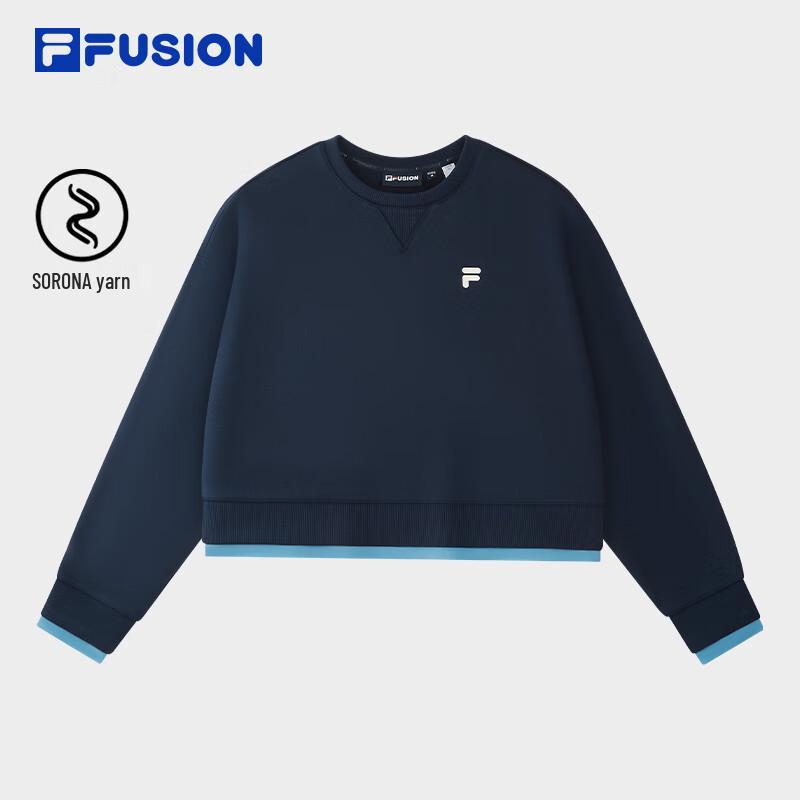 FILA FUSION Women's Faux Two-Piece Short Pullover Sweatshirt