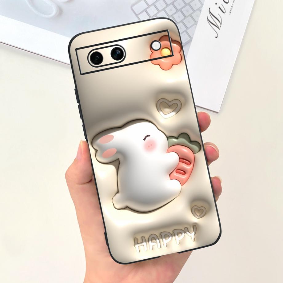 For Google Pixel 8A 6 6A 7 Case Luxury Black Soft Silicone TPU Bumper Phone Cover for Google 6a Pixel8a Capa