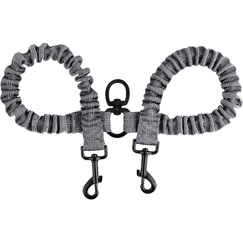 BAOBOTE Pet Double Dog Leash, Shock Absorbing Reflective Bungee Lead Walk 2 Dogs with Ease, 360° Swivel No Tangle Double Dog Walking & Training