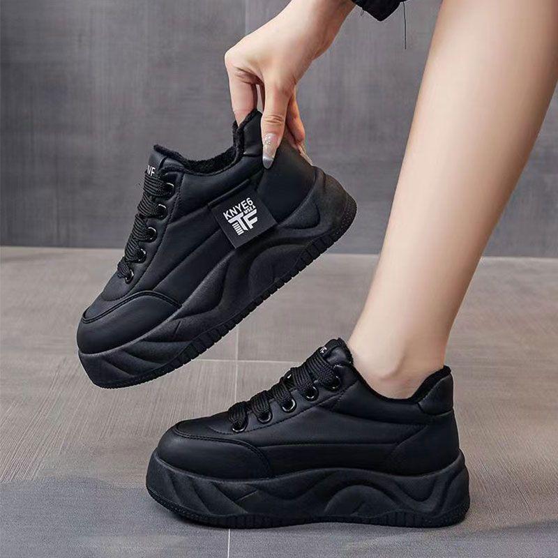 Platform Bread Shoes Women's Autumn and Winter Velvet Versatile Height-increasing Shoes Women's Casual Board Shoes Women's Dad Shoes