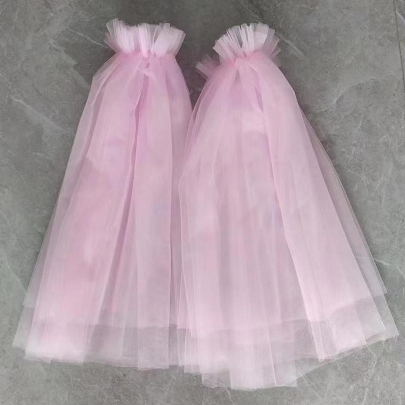 Bride Wedding Gloves Gauze Summer Fairy Sweet Long Removable Puff Sleeves White Tulle Party Dress Accessory