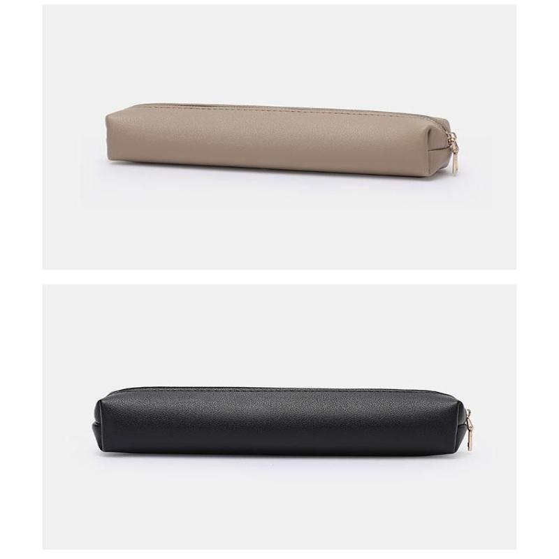 Pu Leather Pen Bag Water Dirt-Proof Storage Bag Large Capacity Pencil Case Simple Stationery Box