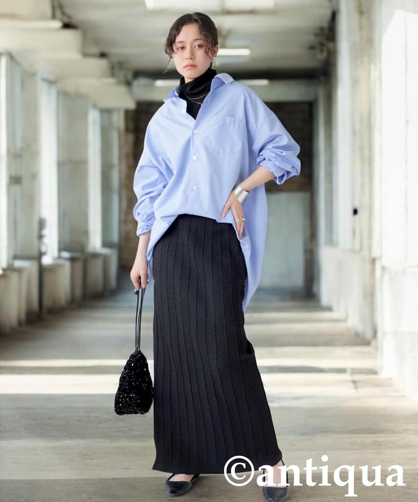 Antiqua Knit Regular Size Women's Skirt, Long, (S-L), 05, Black, PN-00532