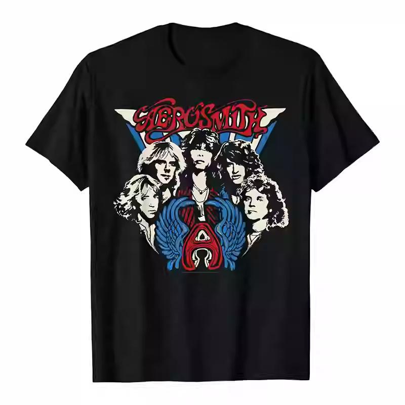 

Smith Space Flight Band Aerosmith American Hard Rock Band Straightforward Loose Mens and Womens ShortSleeved TShirt 4XL