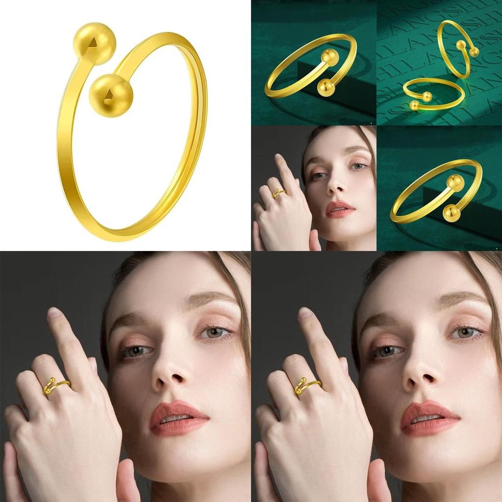 Chic Vintage Copper Gold Plated Adjustable Ring For Women Unique Geometric Jewelry Piece