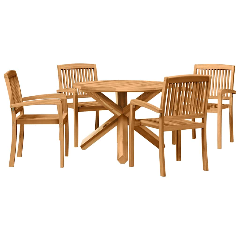 Outdoor Dining Set 5 pcs Natural Solid Acacia Wood