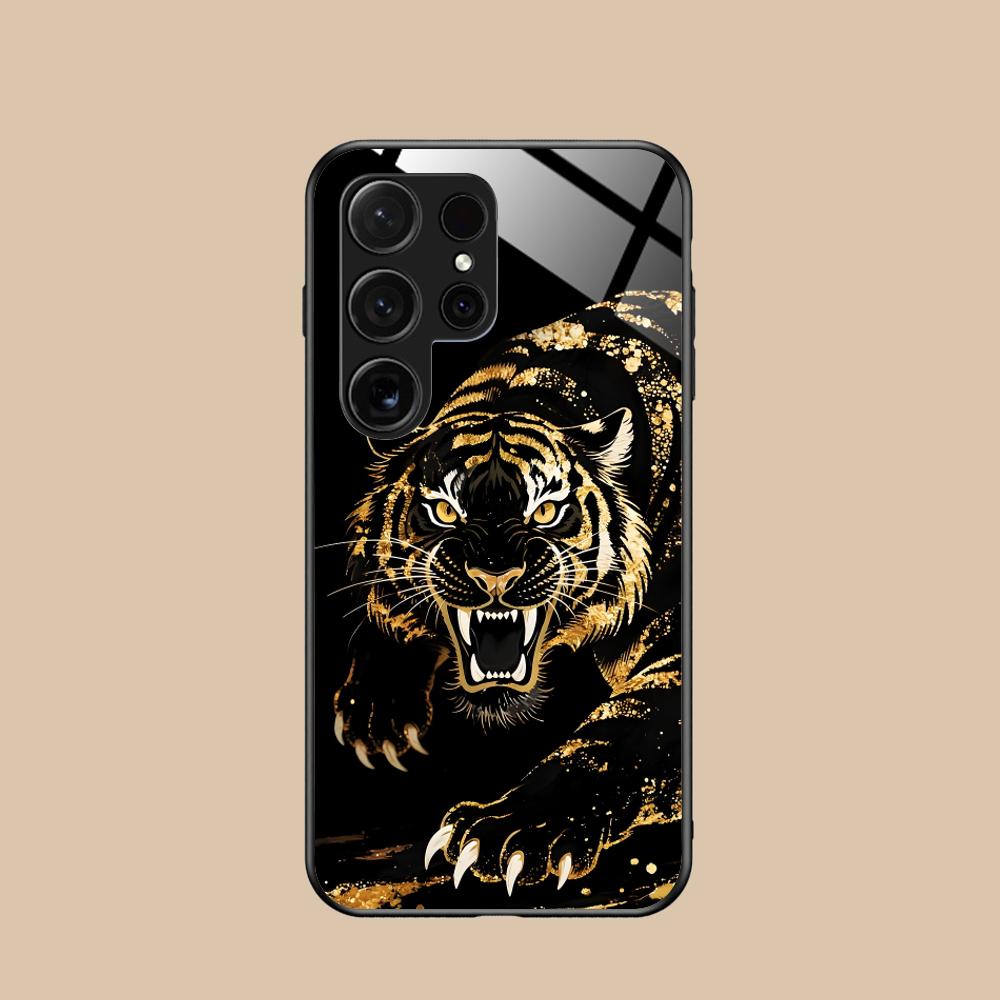 Tiger Neon Mobile Cell Phone Case for Samsung Galaxy A56 55 54 53 52 51 36 35 34 23 16 15 5G Glass Colorful Cover Luxury