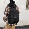 Korean Ins Harajuku Street Style Fashionable Black Backpack Waterproof Unisex 19-inch Size