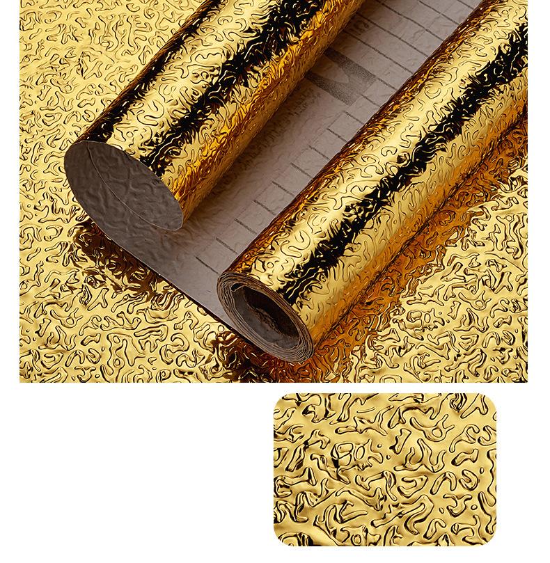 Vattentät Borstad PVC Guld Silver Väggklistermärke Garderobsskåp Självhäftande Möbeltapet Gammalt Kylskåp Renoveringsfilm