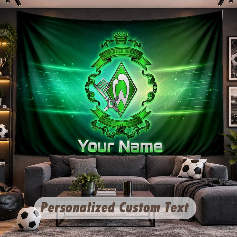 Wall Hanging Tapestry Custom NameWerder Bremen FC Pattern Personalized Printed Fabric Wall Decor