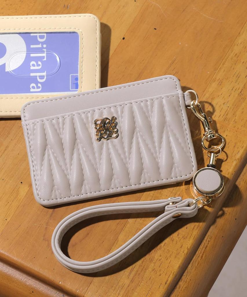 Altro Rose Gray Pass Card Commuter IC Card Perfect for and Includes Reel and Cute Quilted Rosia Synthetic Muted Beautiful Quilted Product Case,