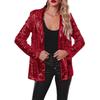 Women's European & American Style Sequined Lapel Cardigan Blazer