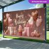 Lovely Birthday Gifts Balloons Banner, Polyester Backyard Party Backdrop