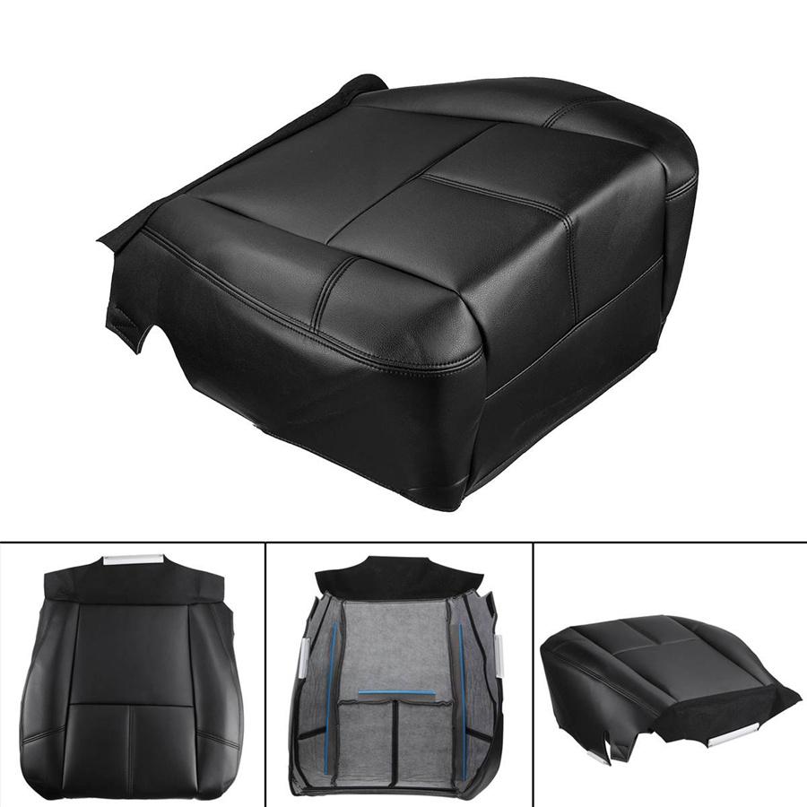 For 2007-14 Chevy Silverado 1500 2500 HD Driver Bottom PU Leather Seat Cover Black