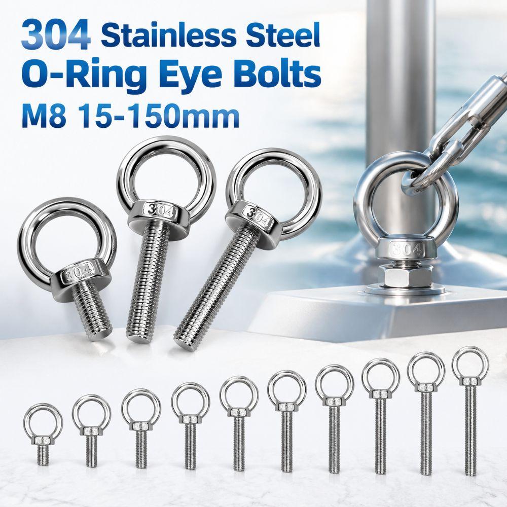 Heavy-Duty O-Ring Extended Bolts 304 Stainless Steel Lifting Bolts Eyelets Lifting, Marine, Etc.