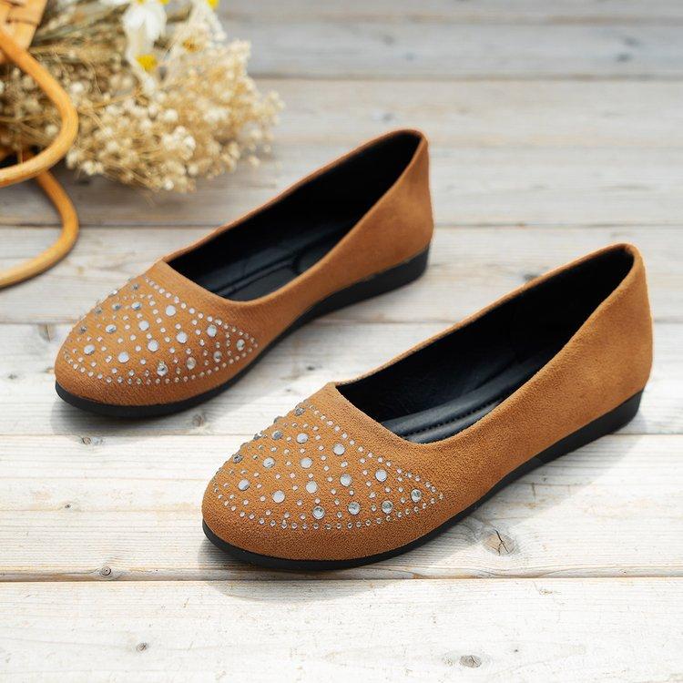 

Foreign trade 2025 large size shallow mouth flat sole shoes light and comfortable rhinestone women s shoes comfortable versatile and breathable 41 темно-коричневого кольору