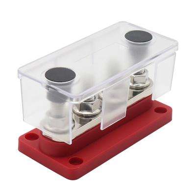 300A Strömfördelningsblock Kopplingsskena 4 x 3/8 48V Kopplingsskenebox med Genomskinligt Lock