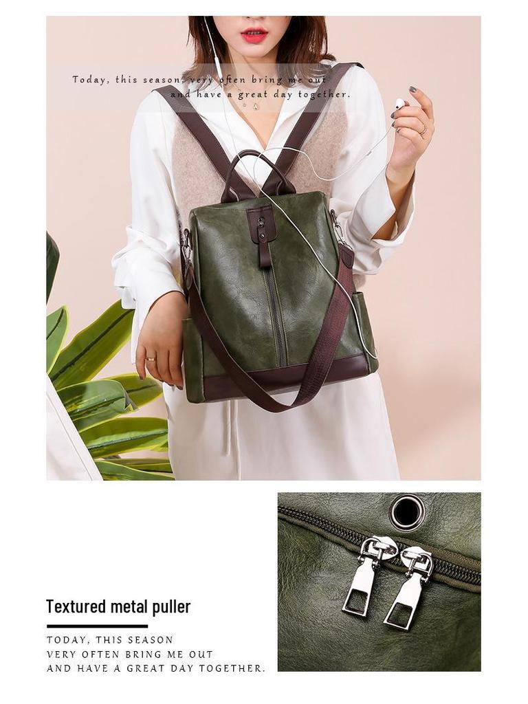 Dam Retro Anti-Stöld PU Ryggsäck - Casual Outdoor Travel Bag 2025