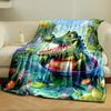 Cheerful Crocodile in a Colorful Pond print blanket soft and cozy perfect for the living room bed sofa or a nap,gift