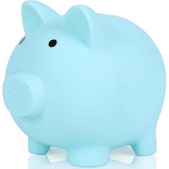 H&W Mini Piggy Bank, Plastic Coin Bank, Unbreakable Money Banks, Cute Piggy Banks for Kids, First Money Box, Best Birthday Gifts Home Small синий