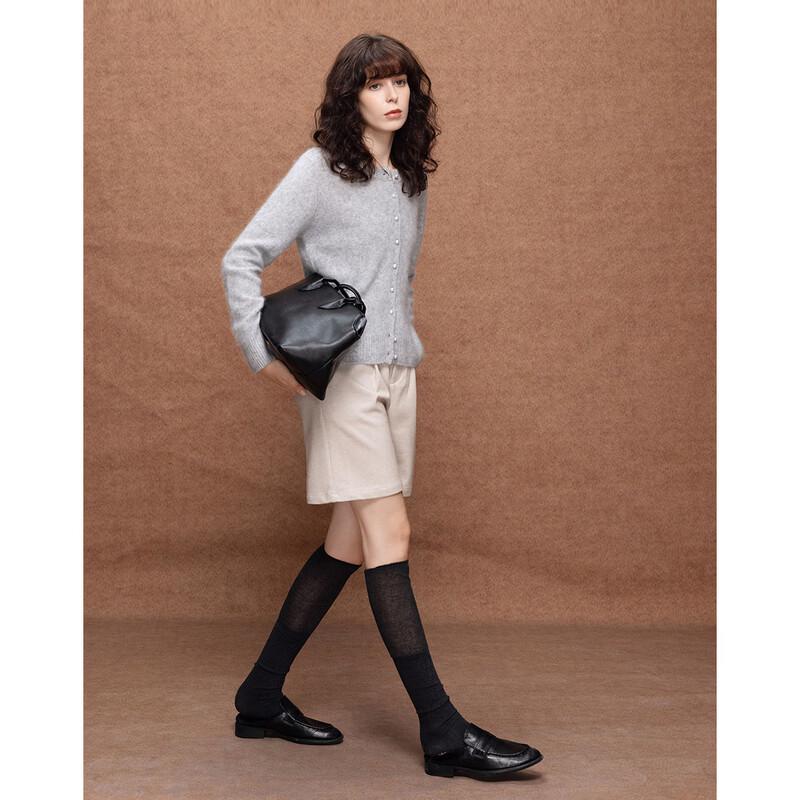 Demana Lambswool Pearl Button Cardigan