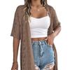 Spring and Summer Cut-out Short-sleeved Knitted Cardigan for Vacation Sun Protection Women's Clothing