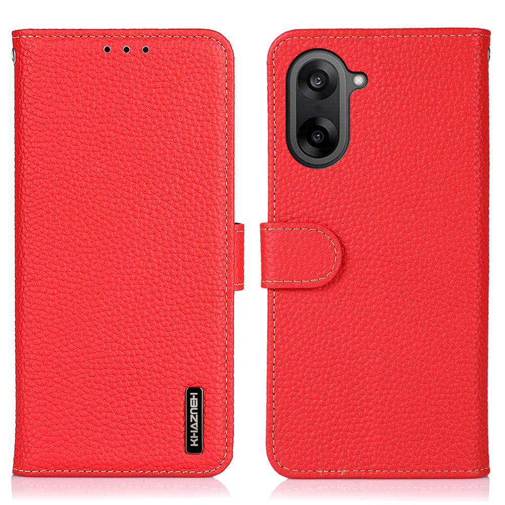 

For OnePlus Nord CE5 5G Case Genuine Cow Leather Flip Phone Cover Red