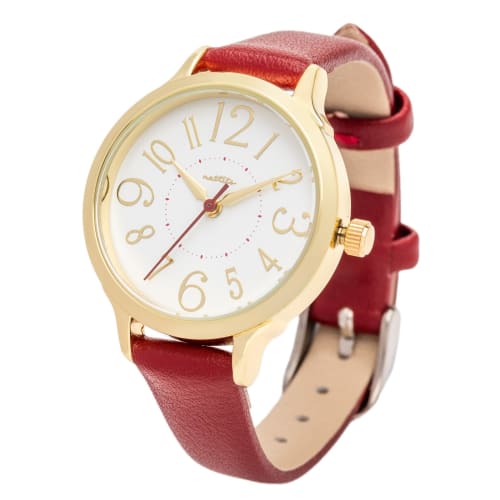 

Fieldwork Women s Analog Watch with Leather Strap, Simple and Easy to Read, Red, Letre MKL2012-4